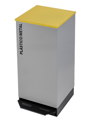 Ecoponto Individual Reciclagem 60L com Pedal Chapa Aço Pintado